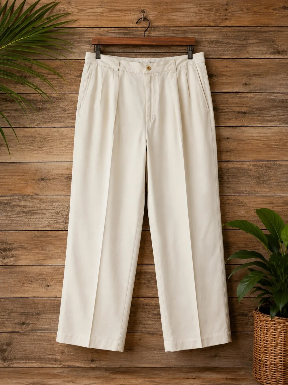 Tommy Bahama 40x30 100% Silk Ivory Pleated Pants